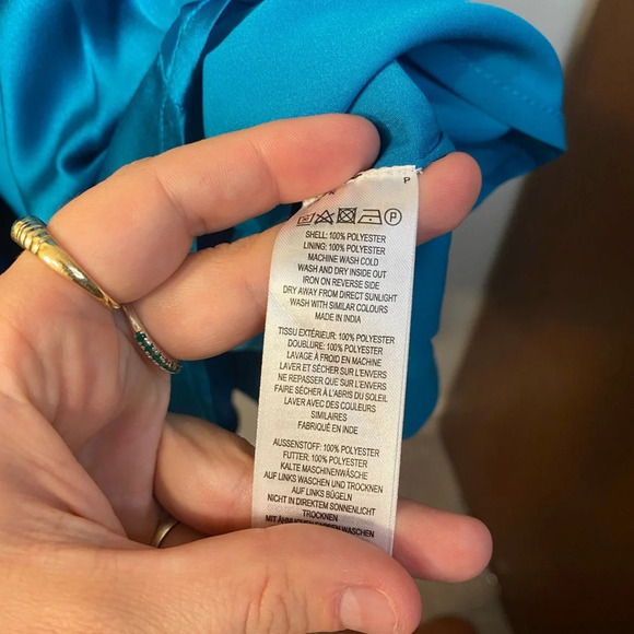 NWT FRENCH CONNECTION | INU SATIN MINI DRESS | OCEAN DEPTHS,SIZE 10 - Picture 11 of 14
